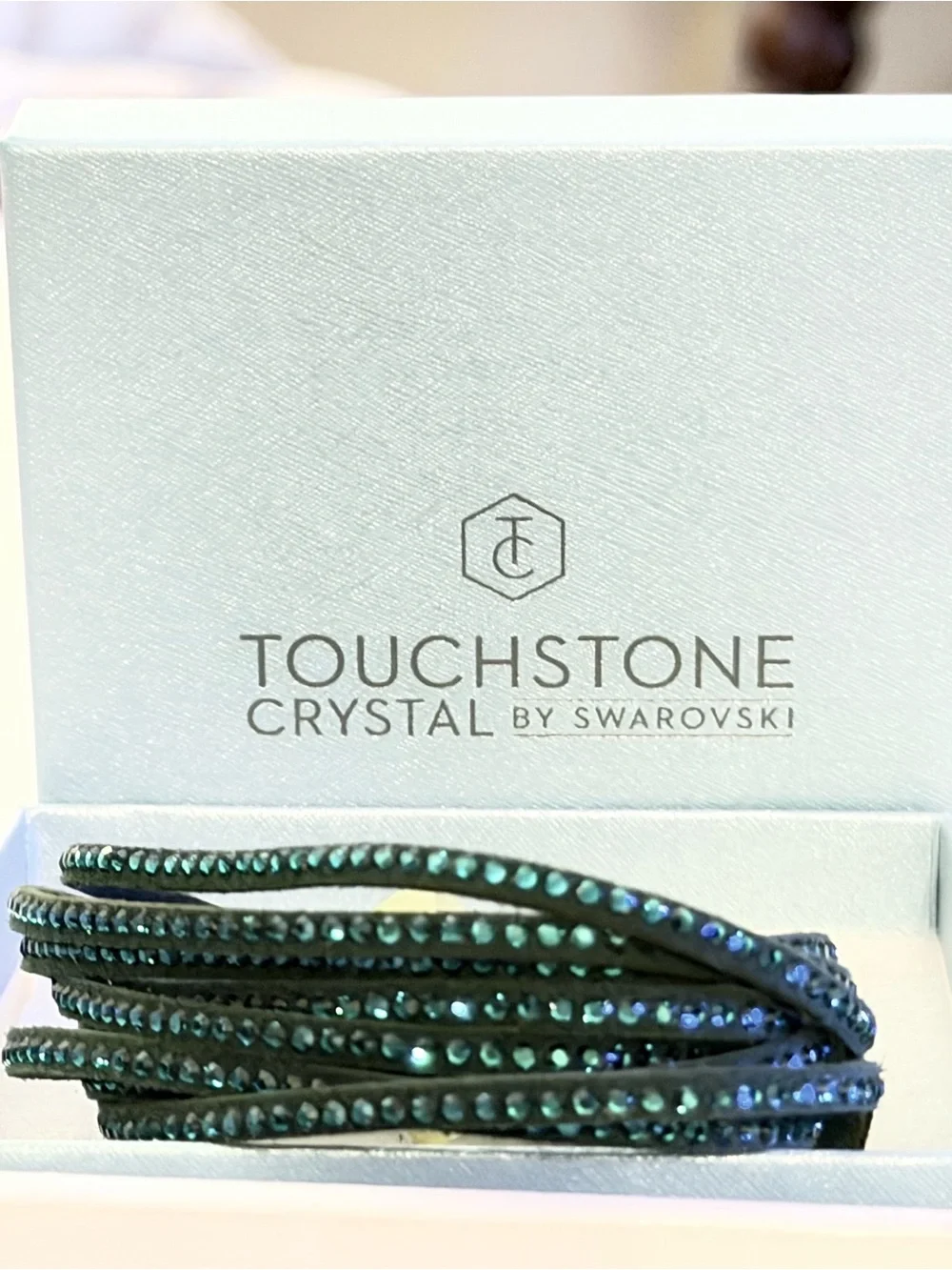 Touchstone Crystal Dark Green Wrap bracelet, like new, OS